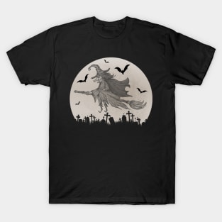 Spooky Moon Halloween Witch Monster Ghost Pumpkin 15 T-Shirt